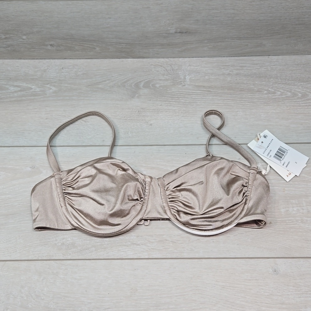 NWT Good American Women Mink Bra Top bikini swim sz 2/M